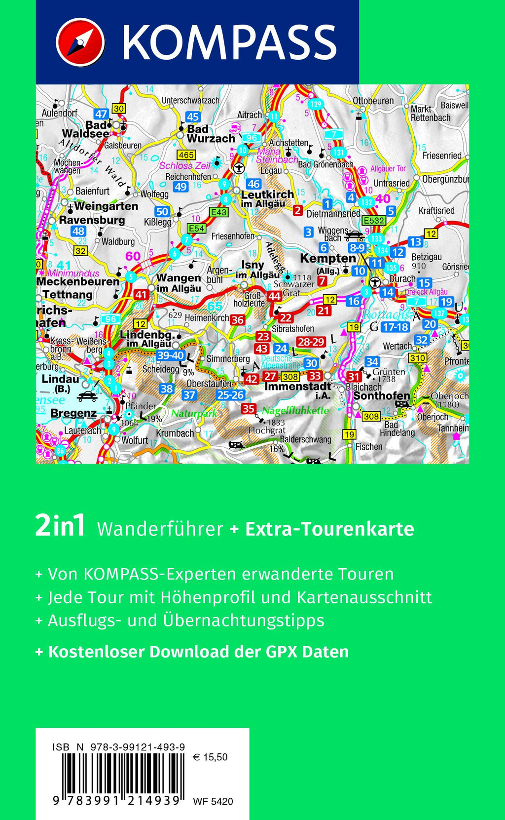 KOMPASS Wanderführer Oberallgäu, 50 Touren zwischen Bodensee, Kempten und Pfronten, mit Extra-Tourenkarte
