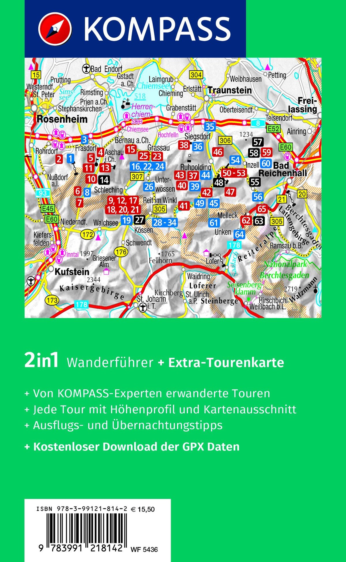 KOMPASS Wanderführer Chiemgauer Alpen, 65 Touren mit Extra-Tourenkarte