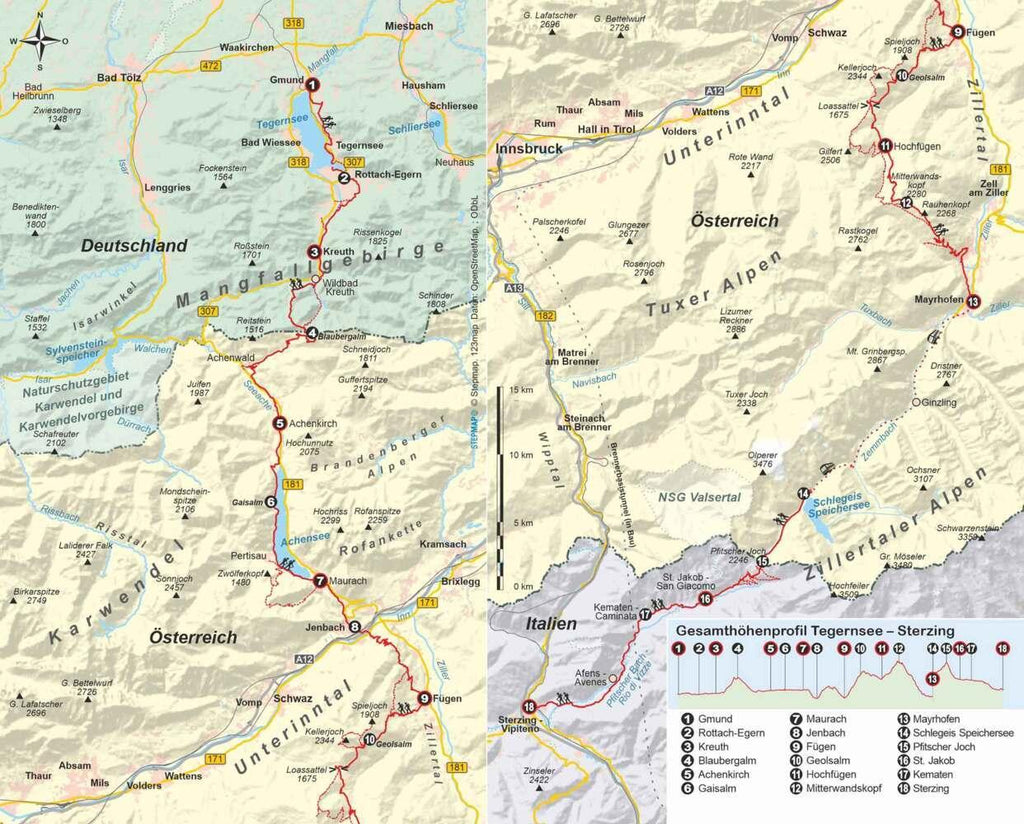 Tegernsee - Sterzing über die Alpen in 8 Etappen