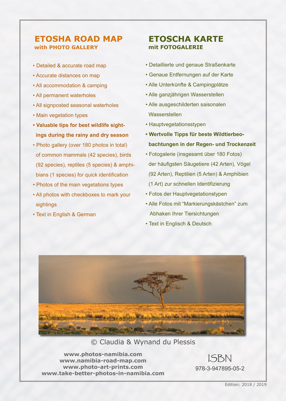 ETOSCHA KARTE (Etosha National Park, Namibia) mit Fotogalerie