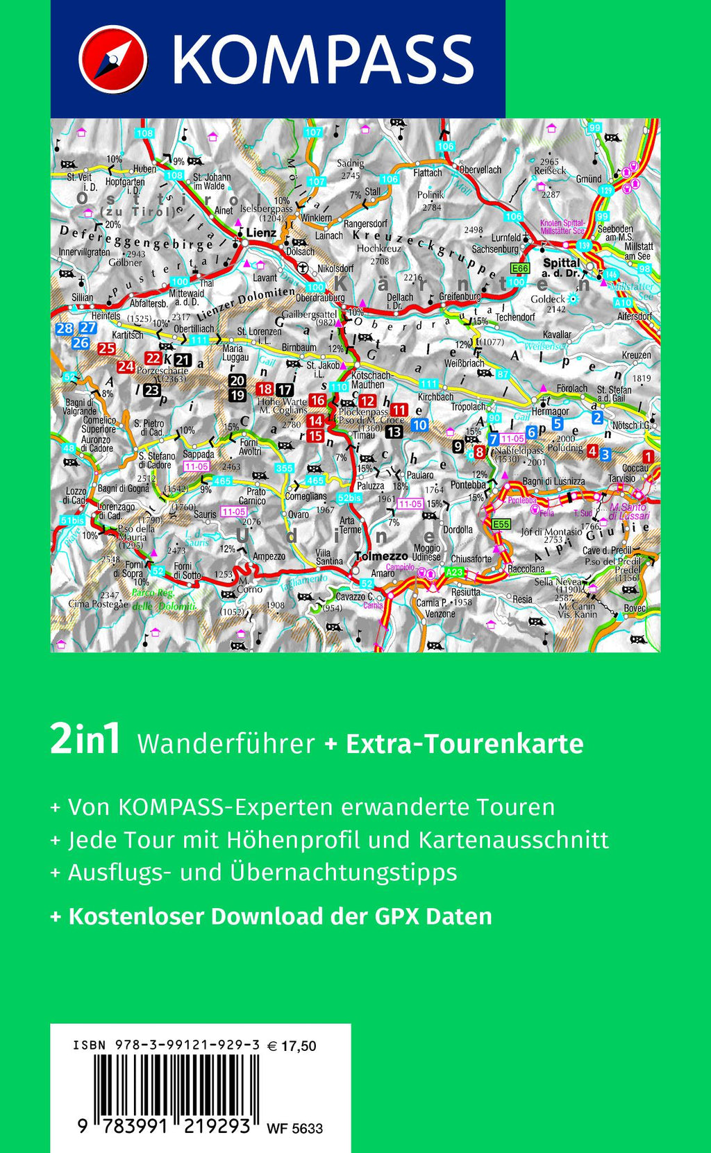 KOMPASS Wanderführer Karnischer Höhenweg, Von Thörl-Maglern nach Sillian, Mit Varianten und Gipfeln, 28 Touren mit Extra-Tourenkarte