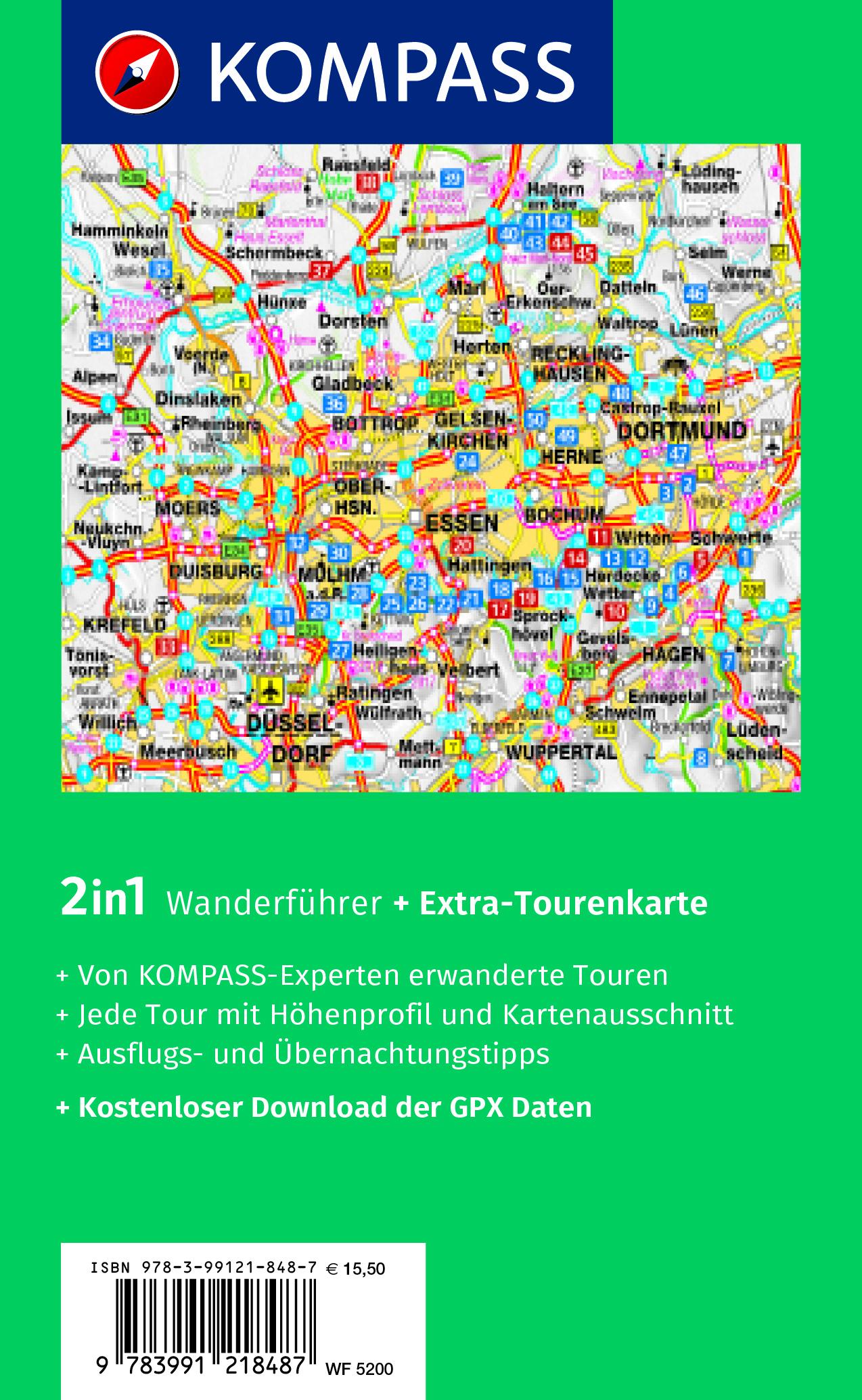 KOMPASS Wanderführer Ruhrgebiet, 50 Touren mit Extra-Tourenkarte