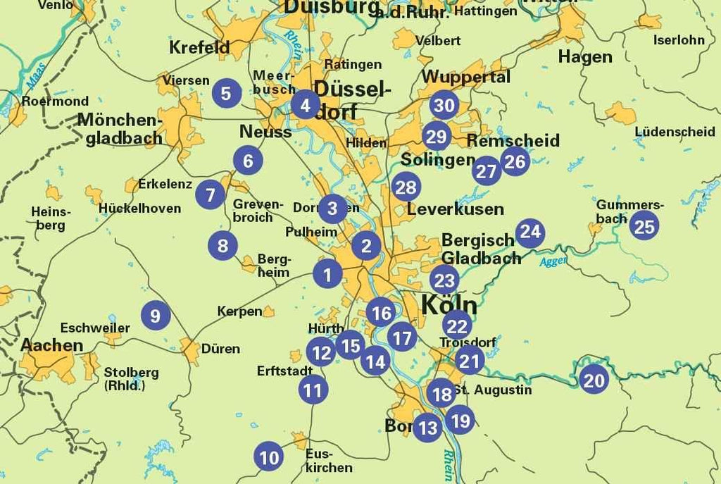 Köln und Rheinland RadLandLust, 30 Lieblings-Radtouren, E-Bike-geeignet mit Knotenpunkten und Wohnmobilstellplätze, GPS-Tracks-Download