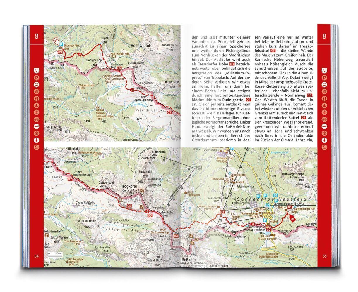 KOMPASS Wanderführer Karnischer Höhenweg, Von Thörl-Maglern nach Sillian, Mit Varianten und Gipfeln, 28 Touren mit Extra-Tourenkarte