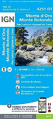 Monte D'Oro Mont Rotondo Parc naturel régional de Corse 1 : 25 000