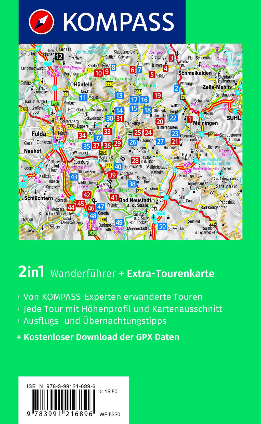 KOMPASS Wanderführer Rhön, 50 Touren mit Extra-Tourenkarte