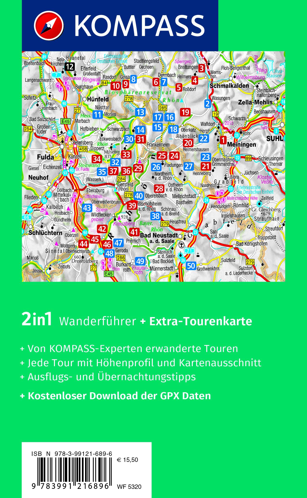 KOMPASS Wanderführer Rhön, 50 Touren mit Extra-Tourenkarte